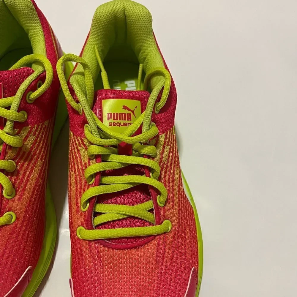 Puma Kids Big Girl pink/Green shoes size 4